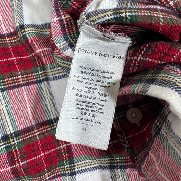 Pottery Barn Kids Plaid Flannel Pajama Set Size 4 Flannel Christmas Holiday - Picture 6 of 6